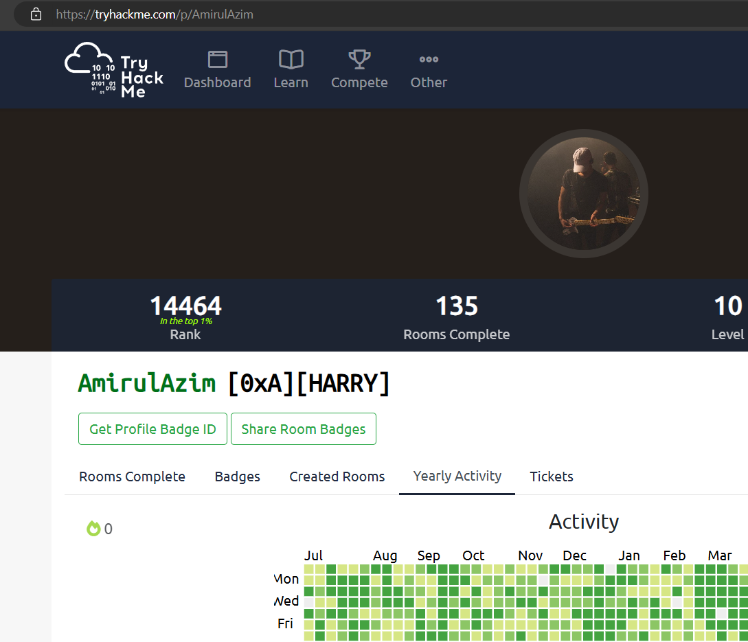 TryHackMe Profile Screenshot